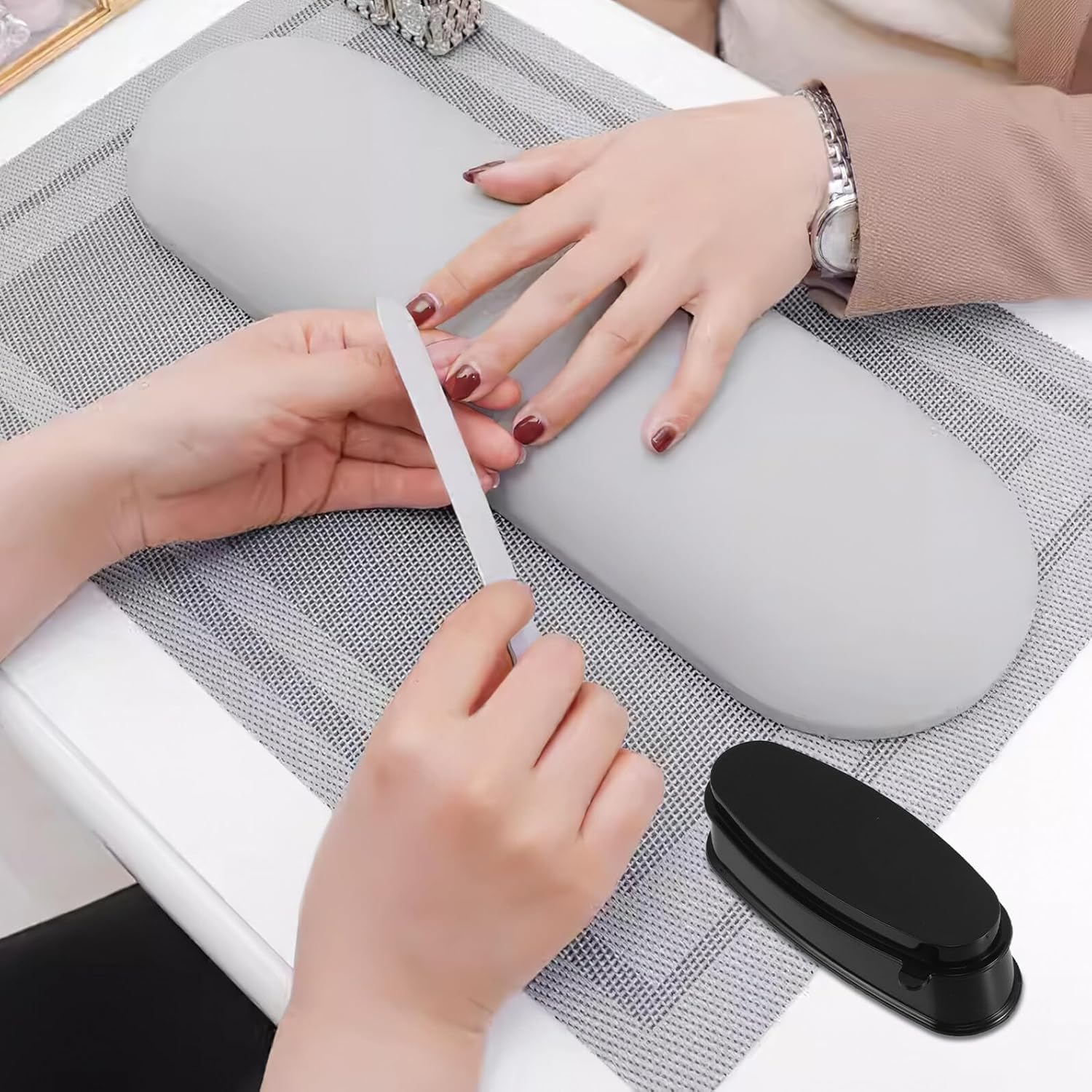 FOYTOKI 3Pcs Nail Powder Organizer Tray Portable Dip Powder Recycling Containers with Design for Manicure Professionals and Mobile Nail Techs Includes White Pink Black and Travel Use