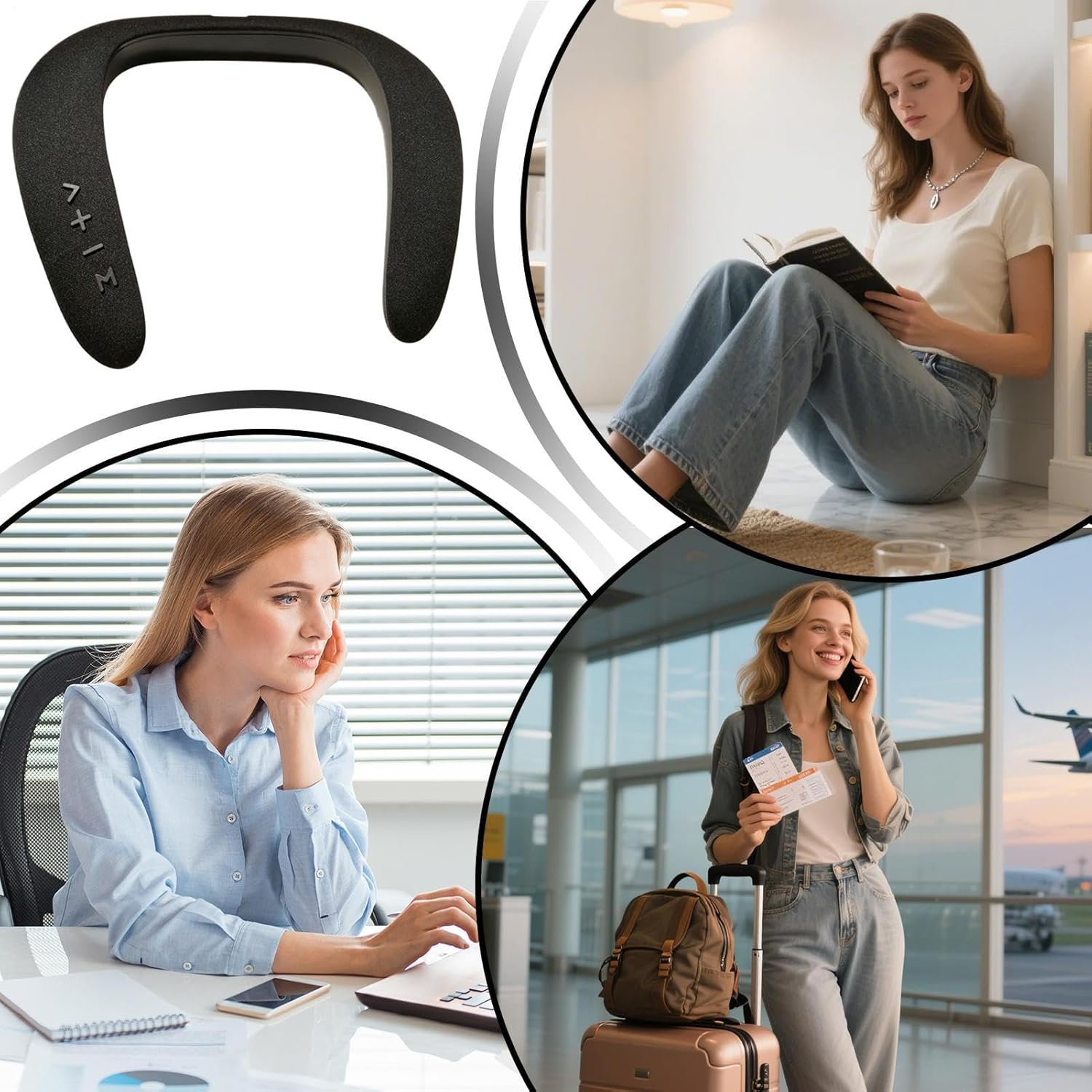 Uonguon Wireless Neck Speaker - 6-10H Playtime Audio Neckband - 5D Stereo Surround Sound Home Speakers - for Women Men Home Outdoor Camping Hiking Beach