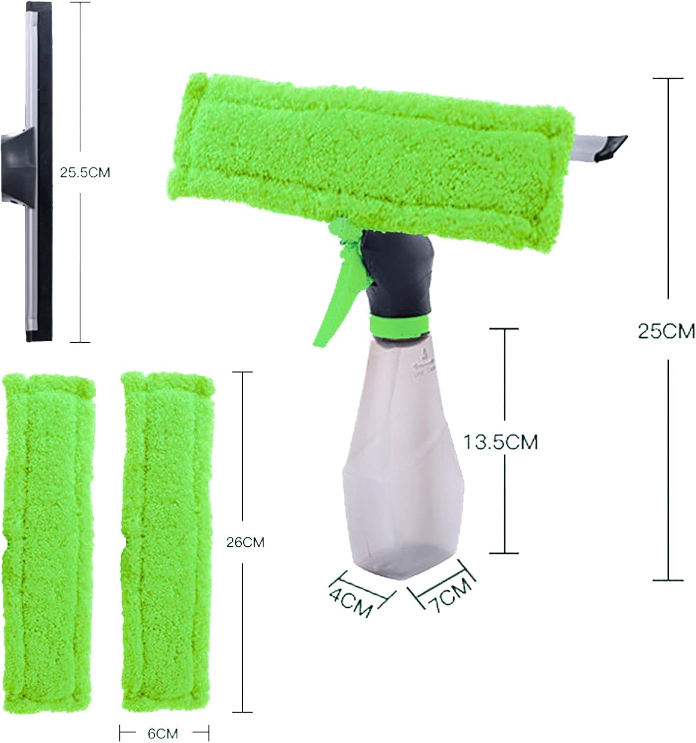 3-In-1 200 Ml Window Wiper with Spray Function, Window Cleaning with Sprayer, Window Cleaner, Removable Microfibre Window Cleaning Pad image number 1
