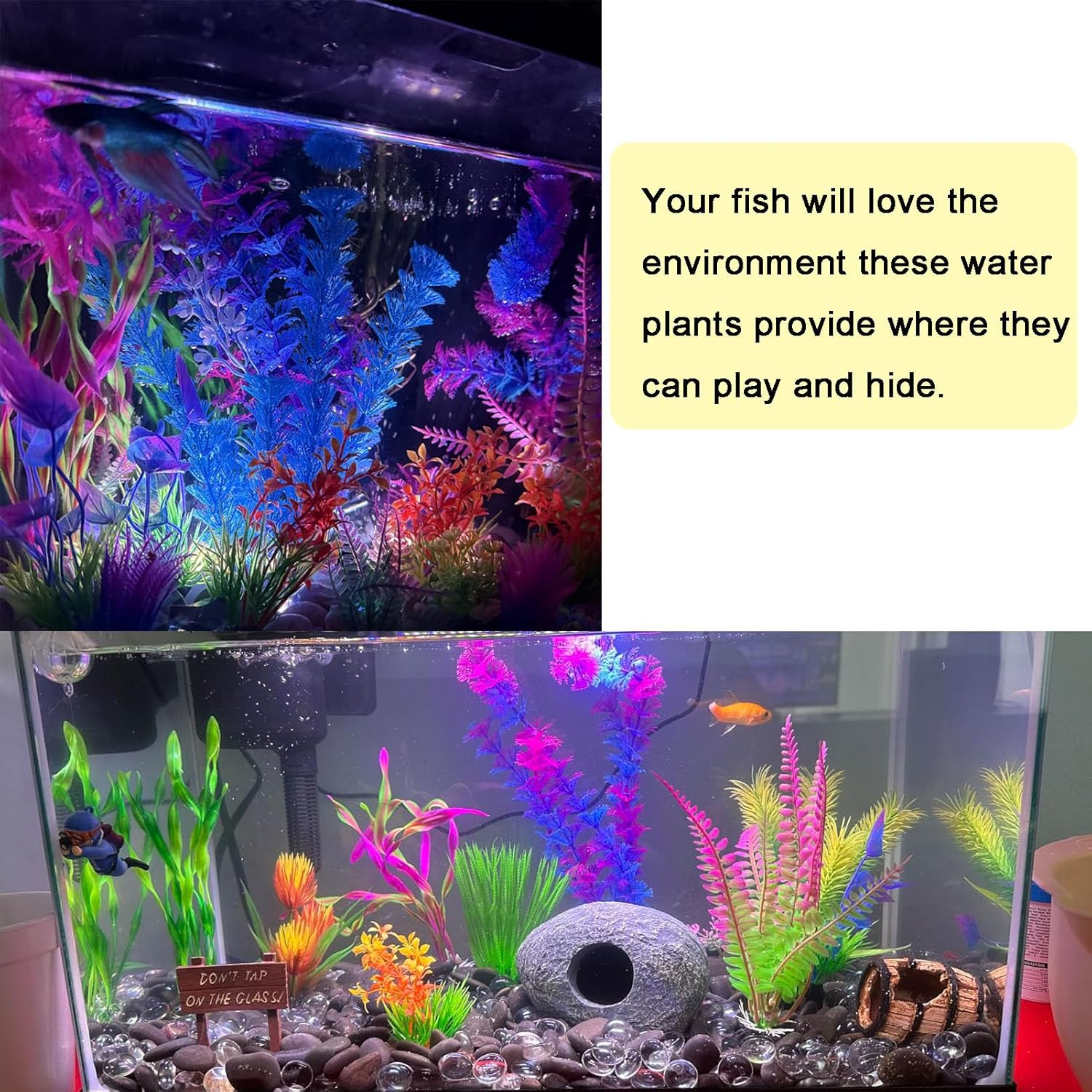 50 Pcs Aquarium Plants,Plastic Fish Tank Decorations,Artificia Aquarium Decorations,Large Fish Tank Accessories image number 3