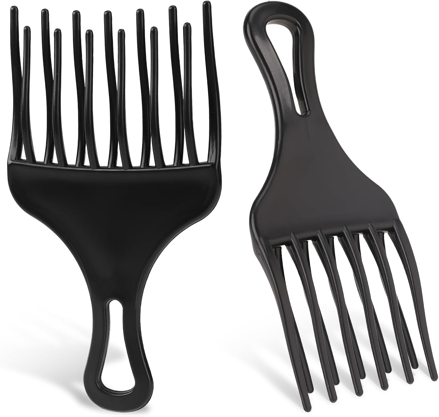 2 Pcs Afro Comb Set: Large and Small Plastic Wide-Tooth Picks for Curly, Natural Hair Styling, Detangling Wigs and Braids image number 1