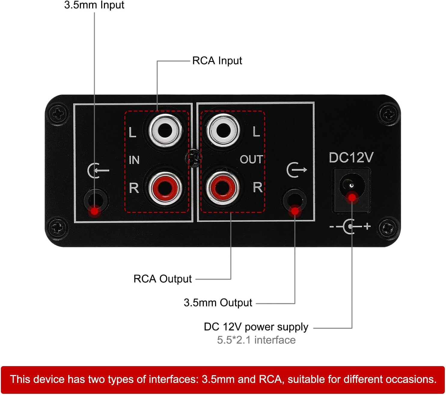 Mini Stereo Audio Preamp, EVTSCAN Mini Stereo Audio Preamp Small Headphone Amplifier NE5532 with 3.5Mm RCA Input Output image number 2