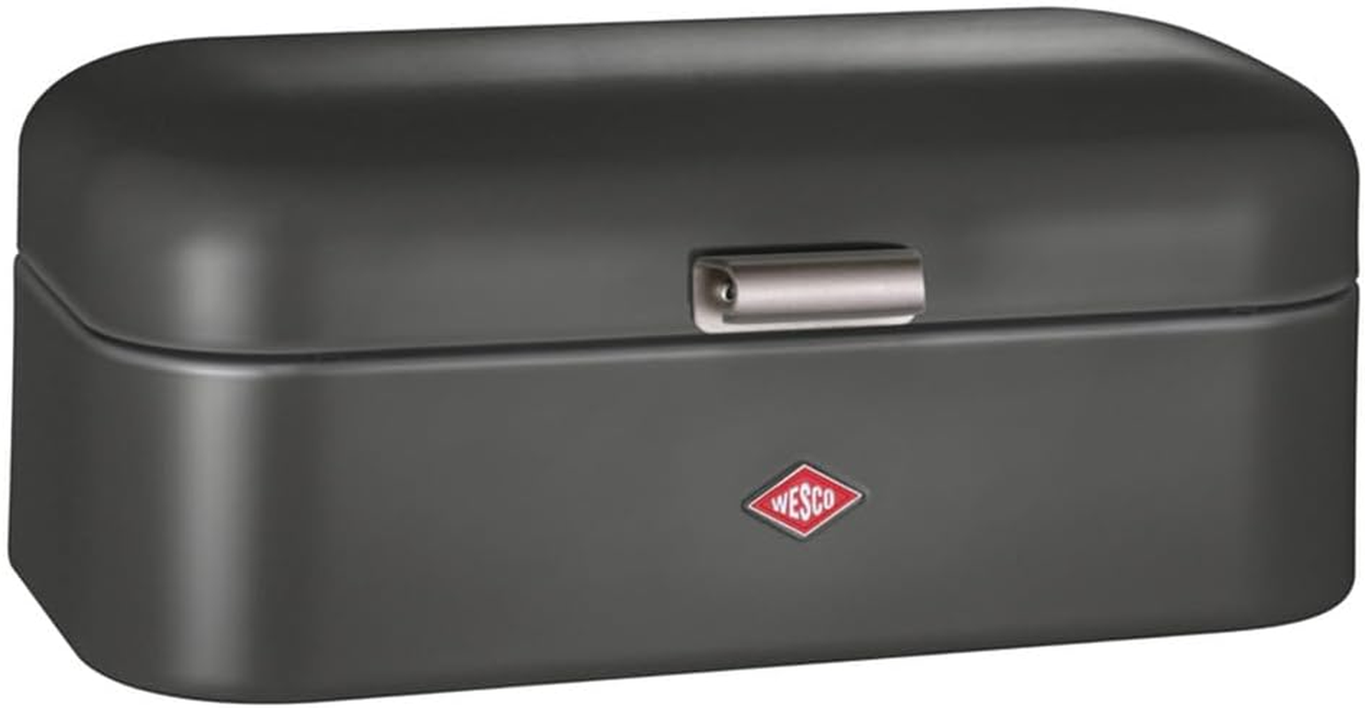 Wesco Grandy Bread Bin in Matt White, Powder-Coated Sheet Steel, Ventilation Holes and Sturdy Handle