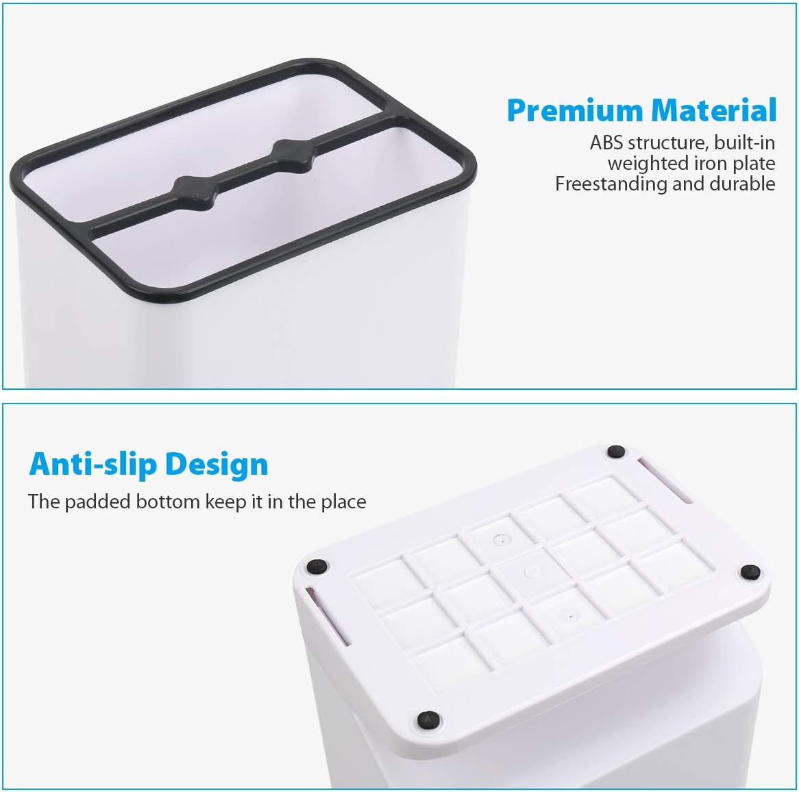 Dricroda Umbrella Stand Holder for Entryway, Umbrella Rack with Removable Drip Tray Free Standing Organizer for Umbrella Walking Sticks Canes, Stored 6 Umbrellas, Ideal for Home Office Decor, White - Black image number 3