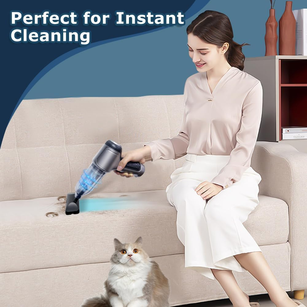 Car Vacuum Cleaner, 15000PA Handheld Vacuum Cordless Rechargeable Wireless Vacuum Brushless, 3 in 1 Portable Mini Dust Buster for Car Desktop Home Cleaning