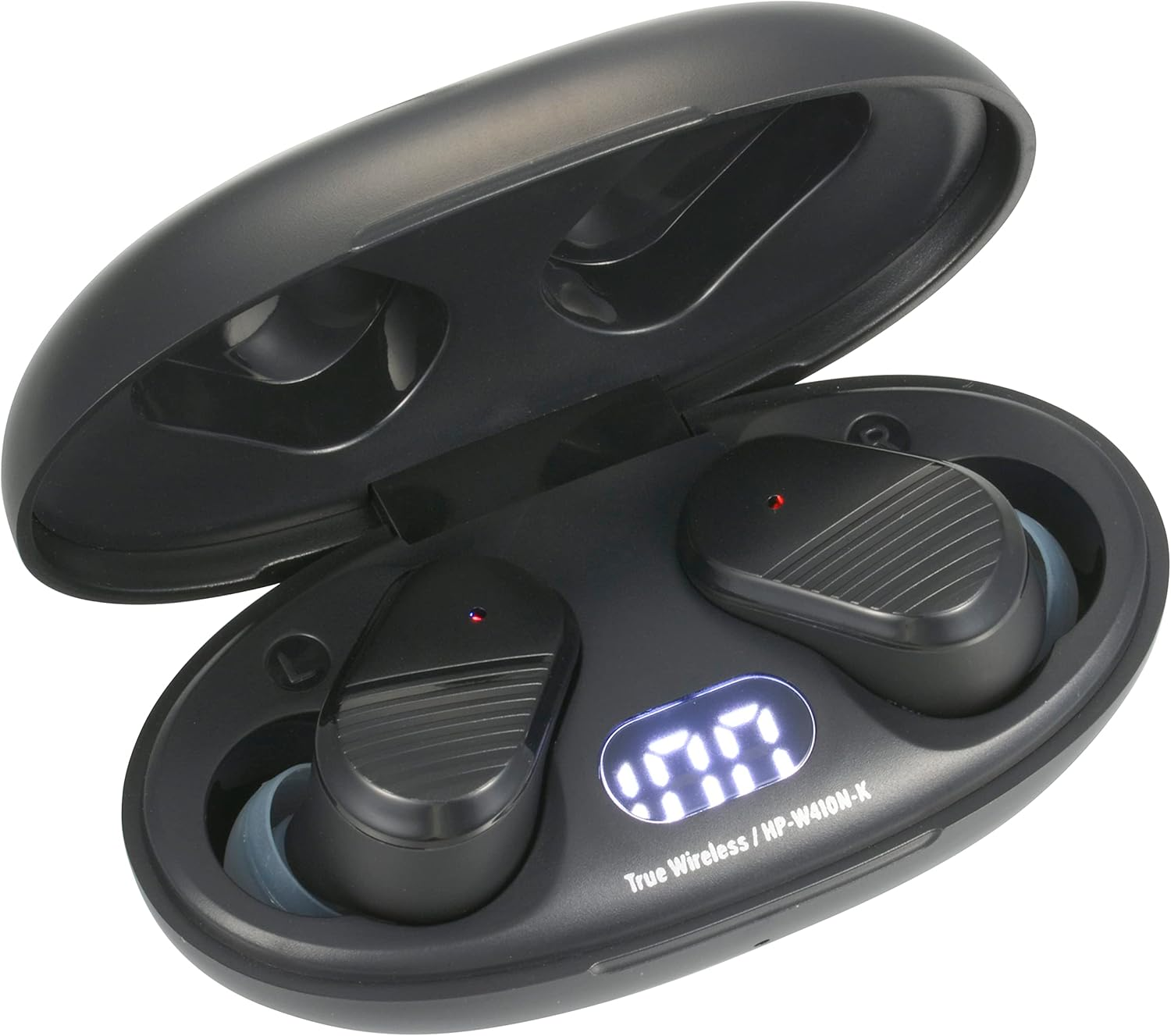 Ohm Denki Audiocomm HP-W410N-K 03-2766 OHM Fully Wireless Earphones, Bluetooth Earphones, In-Ear Control, Smartphone Calls, Auto Pairing, Roll Swap Function, Black, Charging Case: W 2.8 X H 1.1 X D