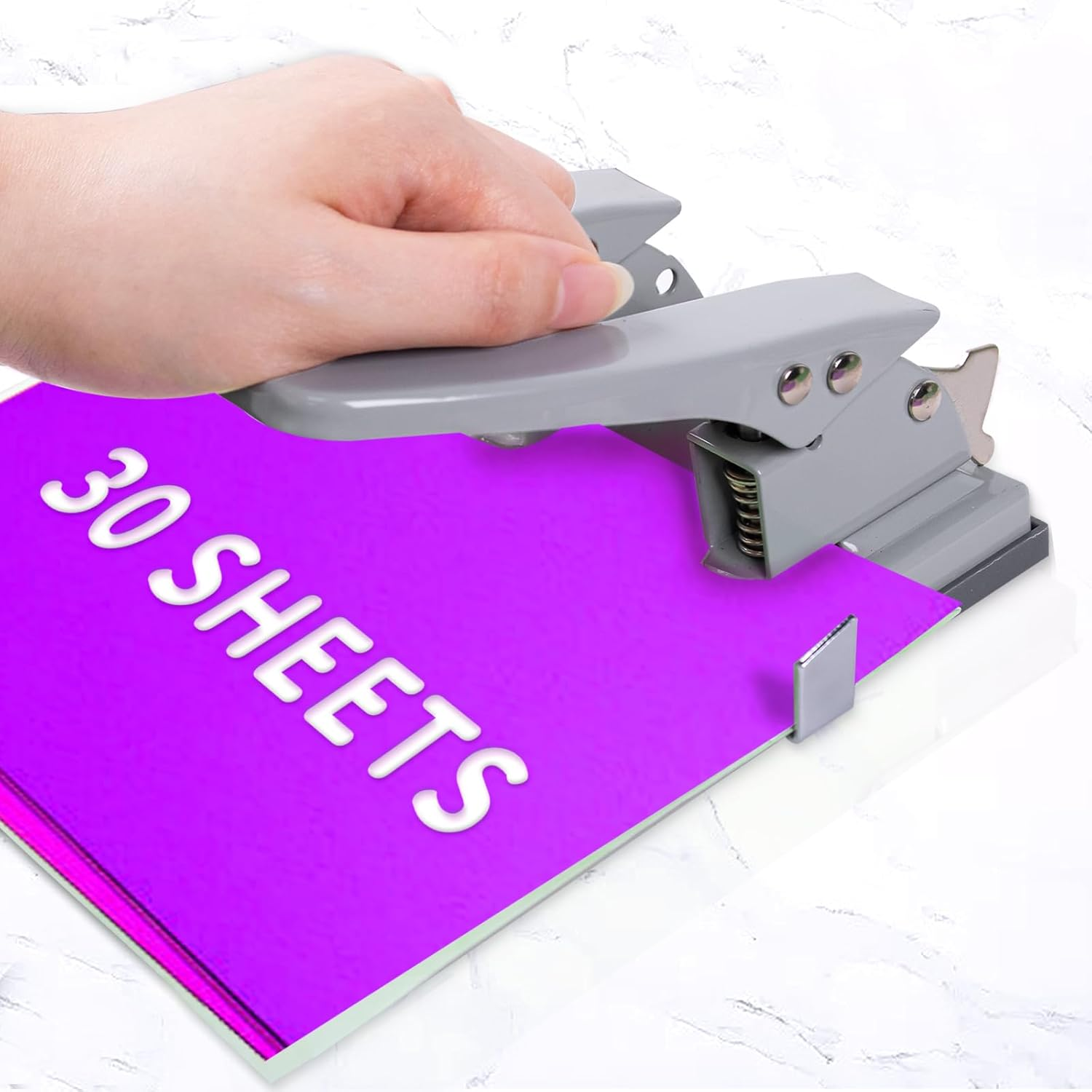 Hole Punches, 2 Hole Punch, Adjustable Two Hole Punch, Heavy Duty 2-Hole Punches, 30 Sheet Capacity Holepuncher, Metal Paper Puncher, Locking Handle image number 5