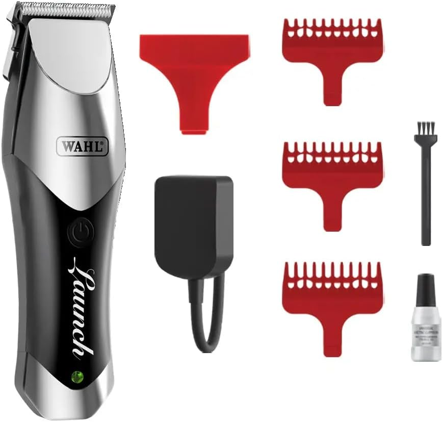 Wahl Professional Cordless Launch Hair Trimmer, T-Wide Detachable Blade, 6,000 RPM Motor, LED Indicator image number 1