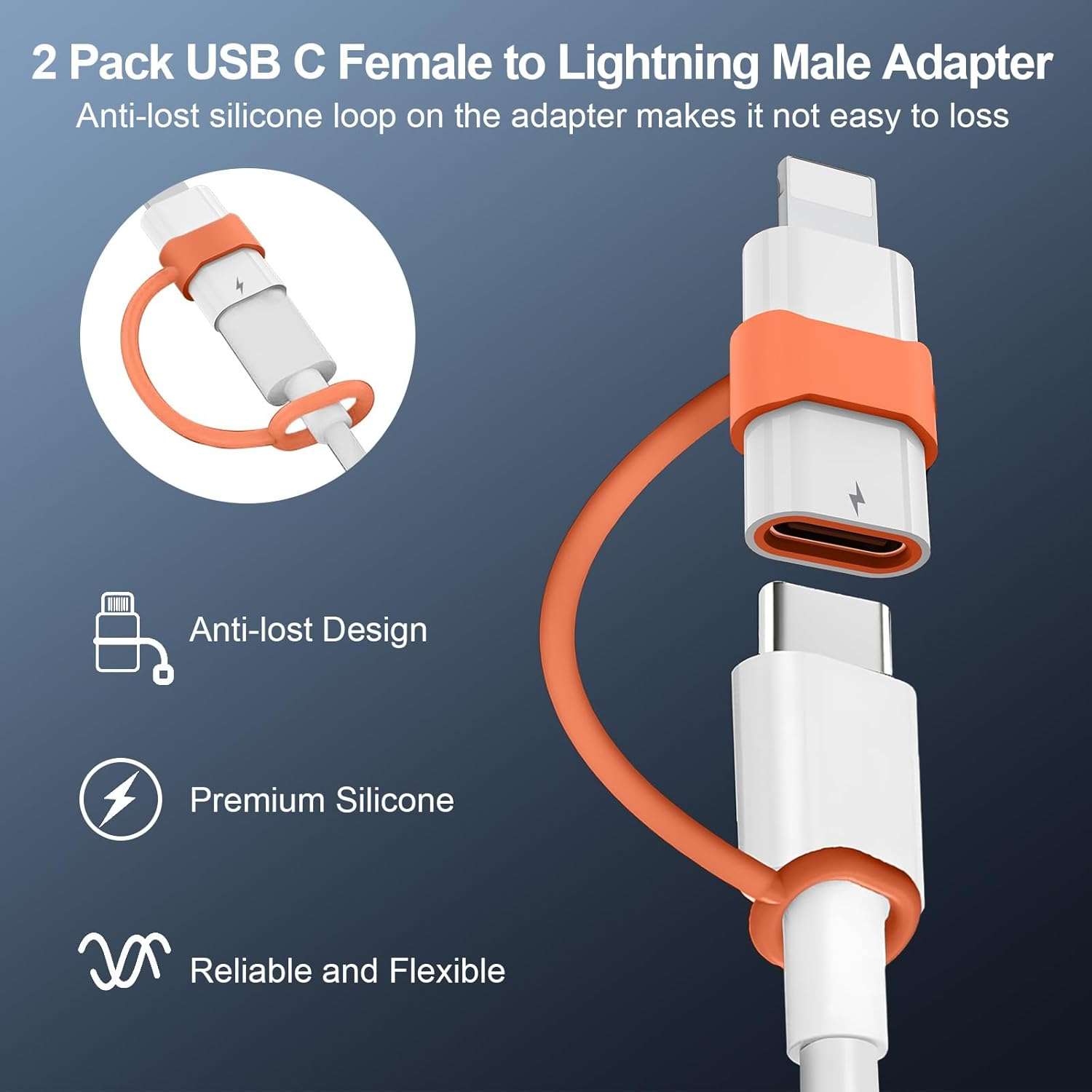 Loydia USB C to Lightning Adapter, USB C Female to Lightning Male Adapter, Pack of 2, 36W PD Fast Charging/Data Transfer USBC to Lightning Adapter for Iphone 14/13/12/11, Not for Headphones/Audio/Otg image number 2