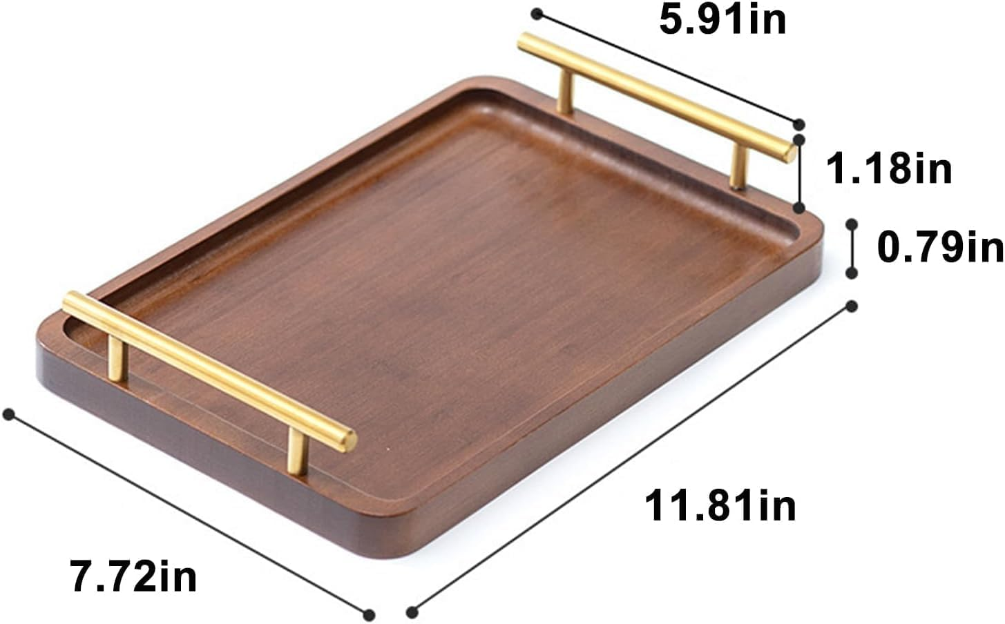 Serving Tray with Gold Handles, Food Tray for Breakfast,Coffee Table,Dinner & Bar, Decorative Tray for Kitchen, Bedroom