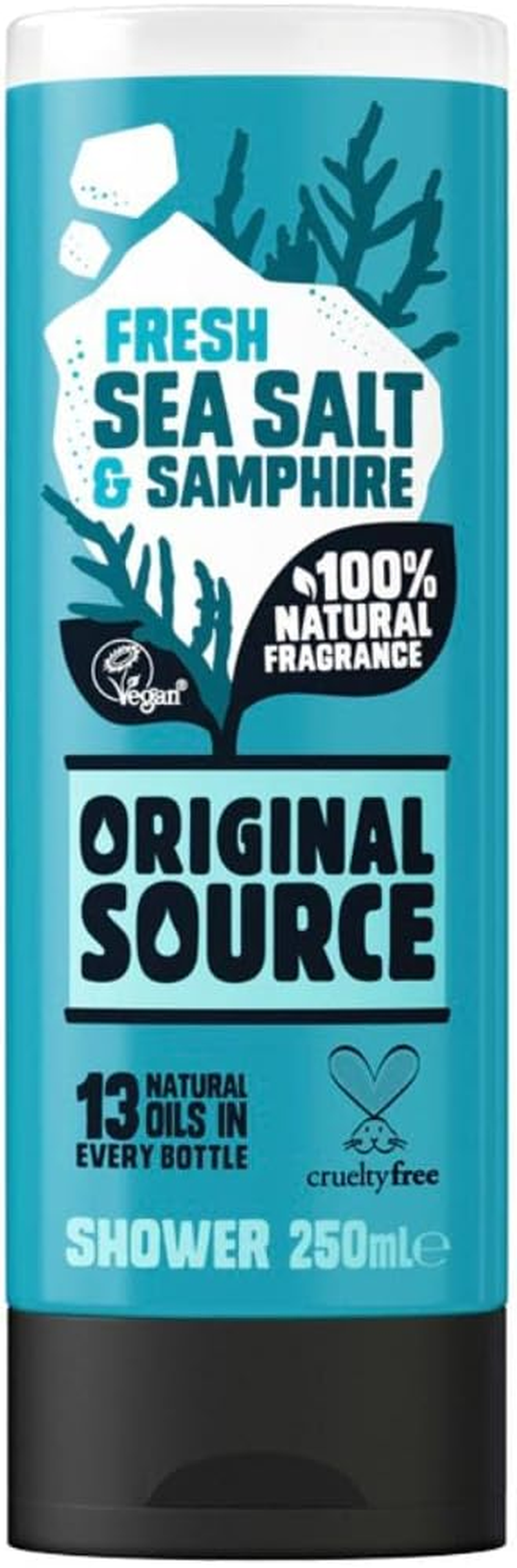 ORIGINAL SOURCE SHOWER GEL SET 4X250ML NEW FRAGRANCE FRESH SEA SALT & SAMPHIRE, ZINGY LIME, SWEET RHUBARB & RASPBERRY, LAID-BACK LAVENDER & TEA TREE BODY WASH TREE, COMBO PACK
