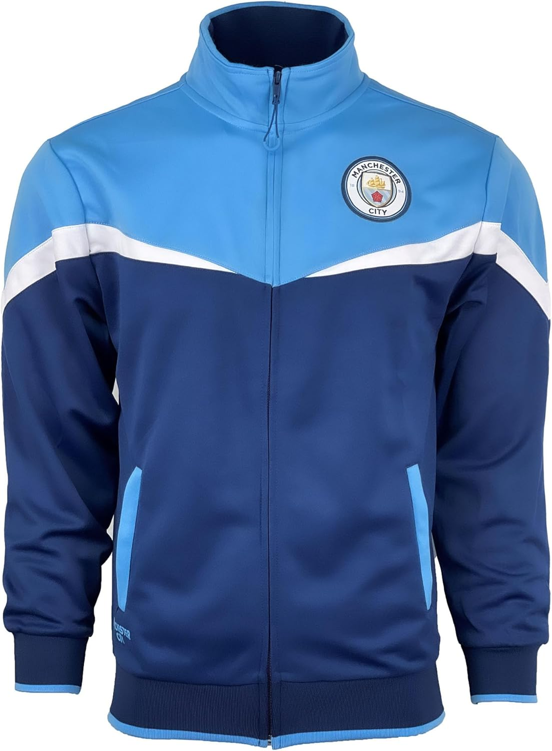 Boy'S Manchester City Jacket with Zipper Pockets, Licensed M. City Performance Track Jacket for Kids image number 3