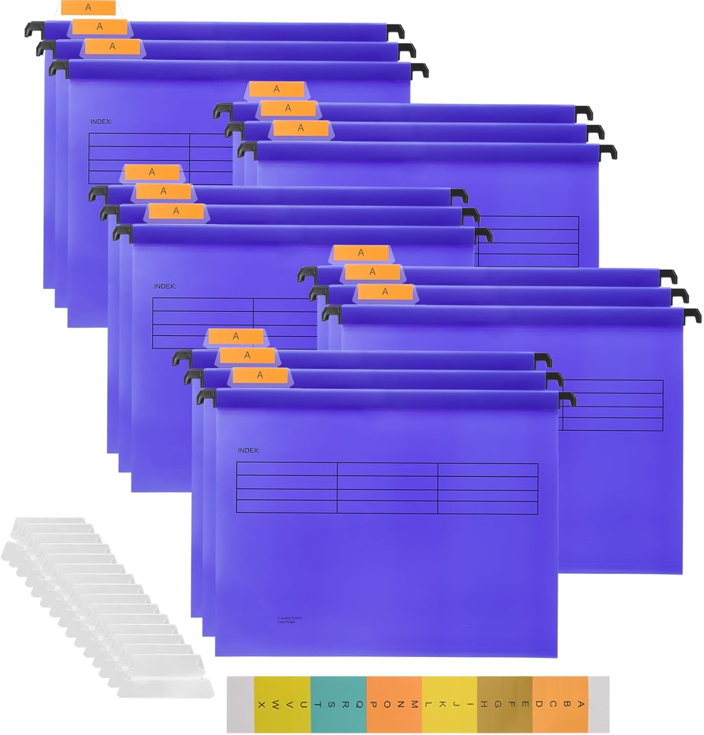 Filing Cabinet A4 Suspension Files with Tabs and Inserts for Office School Desktop File Storage, File Classification File Folder Purple image number 4
