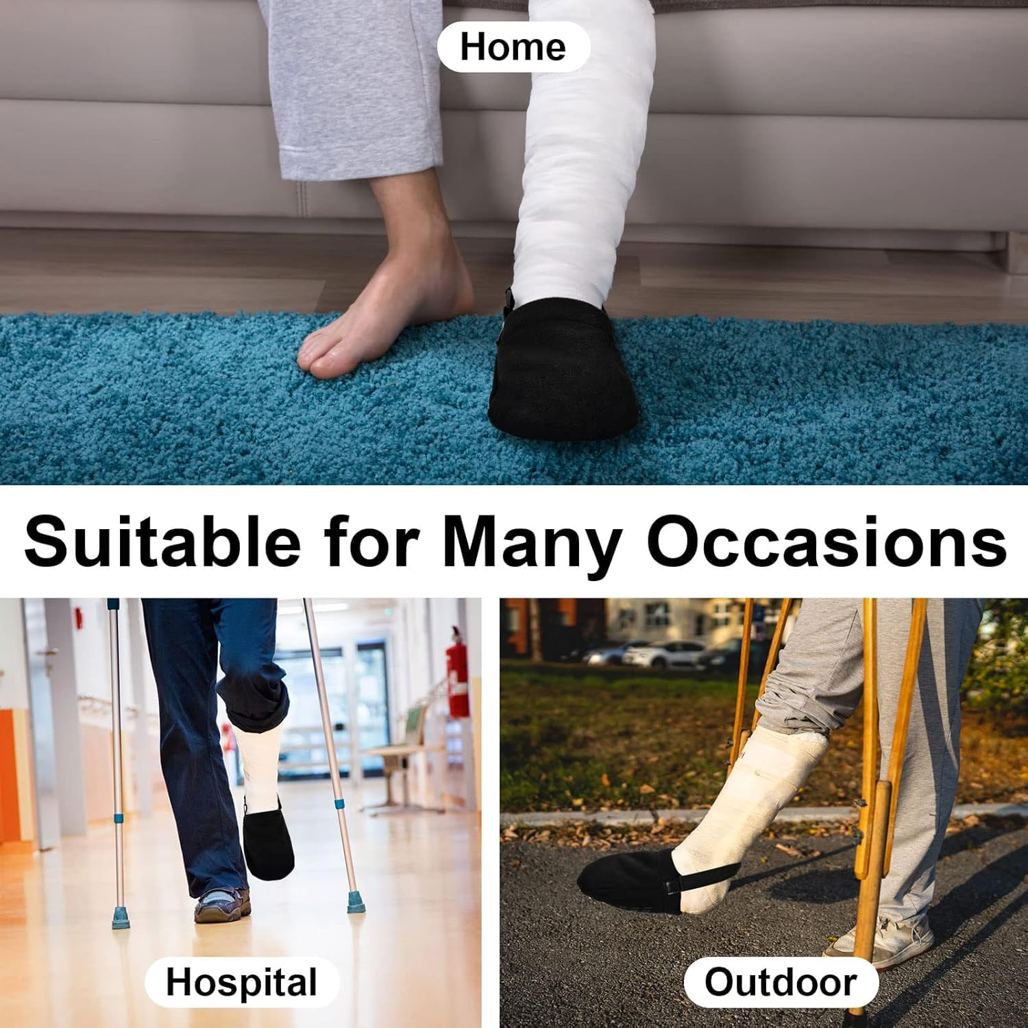 2PCS Cast Sock Toe Cover with Anti-Slip Strap, Adjustable Cast Protector Half Foot Keep Toes Warms and Clean, Protect Cast Walking Aids Boot Toe Warmer image number 6