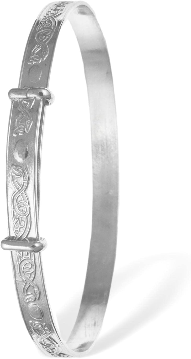 Irish Celtic Design/Claddagh Design Expanding/Expandable/Adjustable Bangle Bracelet for Baby/Child/Children/Women - 925 Sterling Silver - Childrens Jewellery