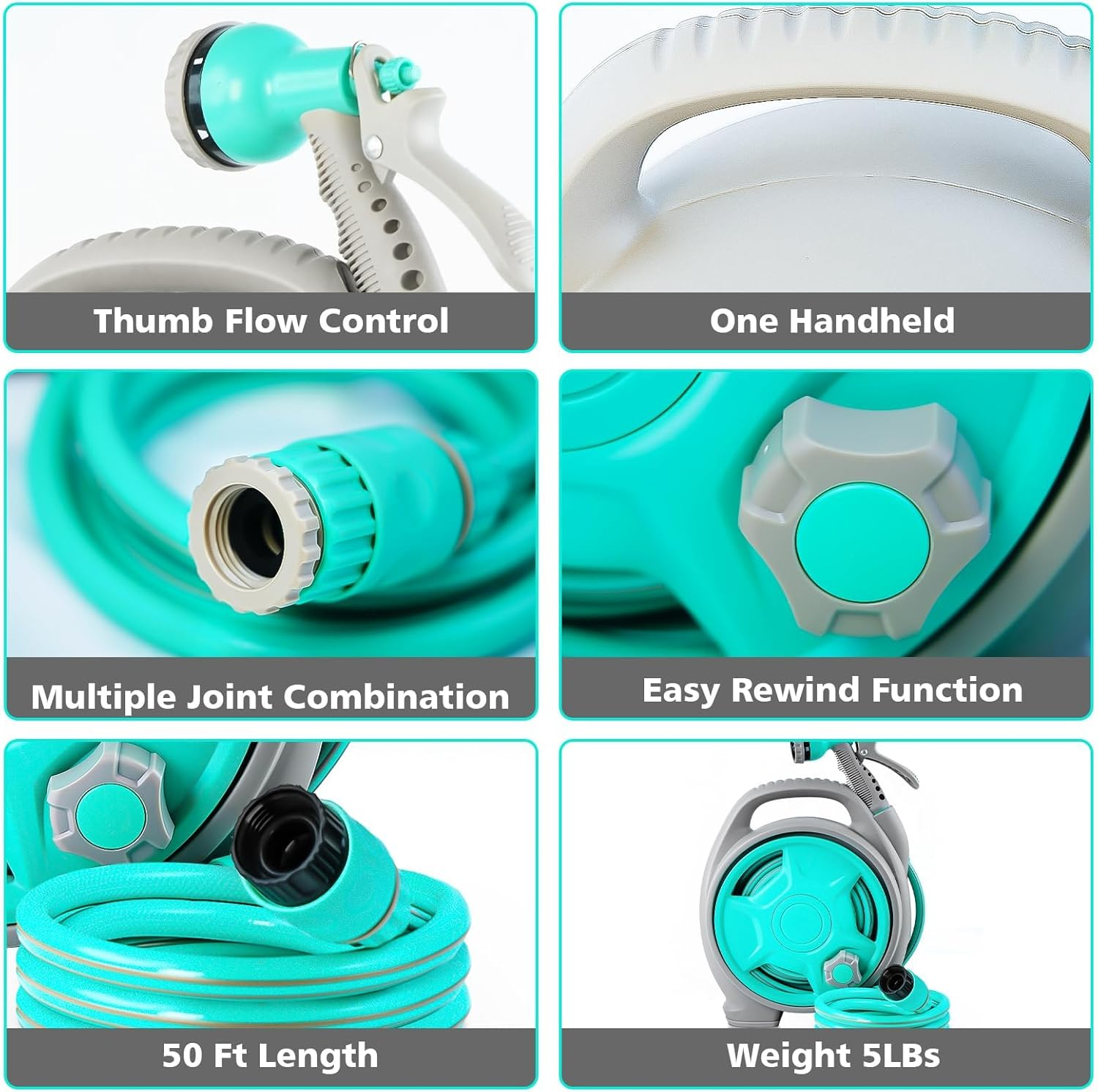 Retractable Garden Hose Reel, 13M+2M, Portable Hose Reel for AU Standard Hose Connection, Any Length Lock/Automatic Slow Return System/180&deg;Swivel Bracket, for Watering Garden, Washing Cars & Pets image number 2