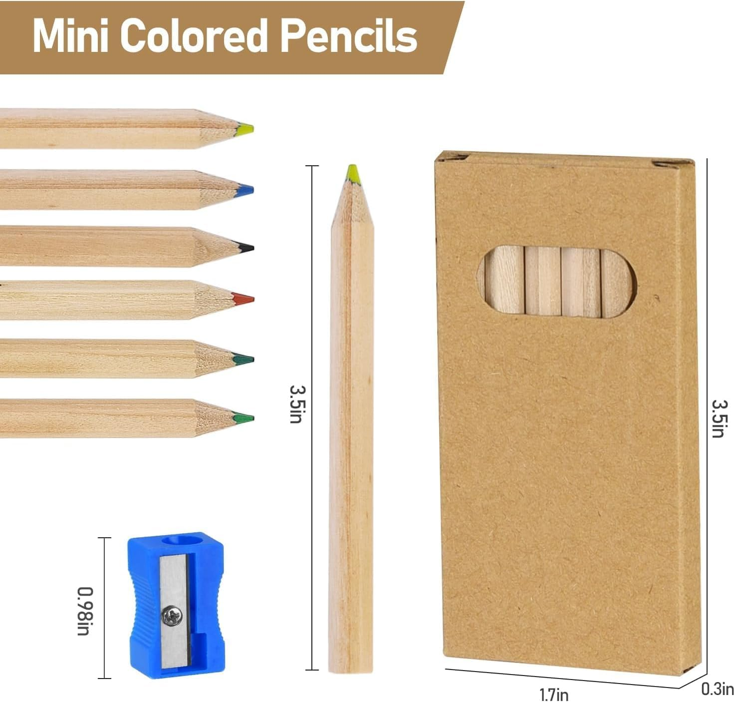 36 Box /216Pc Mini Thick Colored Crayon Pencils and Sharpener Scholar Bulk Set Kit Adult Classroom School Office Small Pack Count Funny Fancy Cute Marker Drawing Art Party Favor Supply Book Case Class image number 1