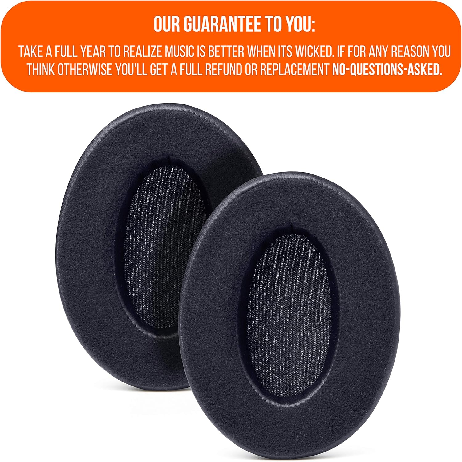 WC Padz Velour - the Ultimate Upgraded Earpads by Wicked Cushions - Compatible with Audio Technica, Hyperx, Steelseries Arctis & More - Extra Thick - Bigger Opening - Softer Memory Foam | (Black) - Black image number 6