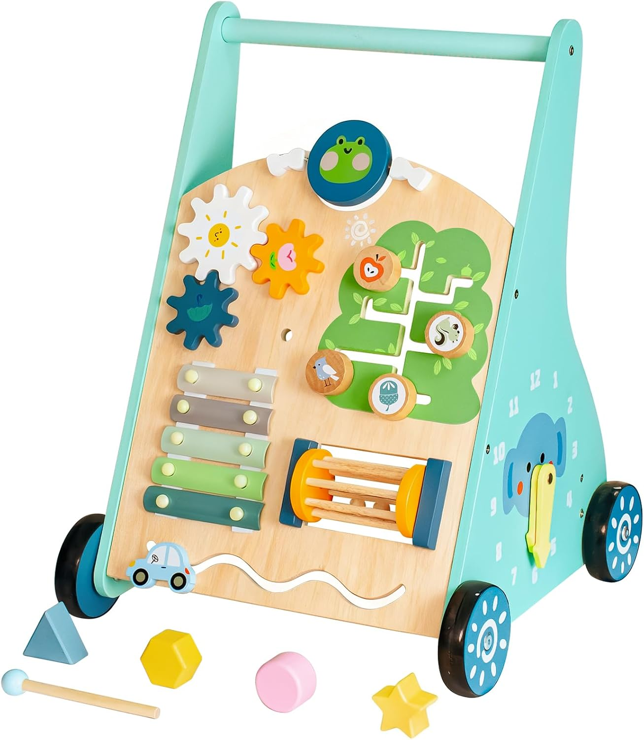 Wooden Baby Walker, Baby Push Walker, Montessori Walker Toy, Push and Pull Learning Activity Center, Walking Toys for 6-12 Months+ Baby Learning to Walk