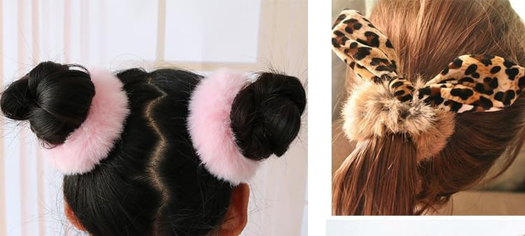 PTNKUIIY Pack of 10 Plush Hair Bobbles Fluffy Elastic Hair Bobbles Scrunchies Hair Bands Hair Accessories Hair Bands Rope Ponytail Holder Hair Accessories for Girls Women Baby Children Yellow image number 2