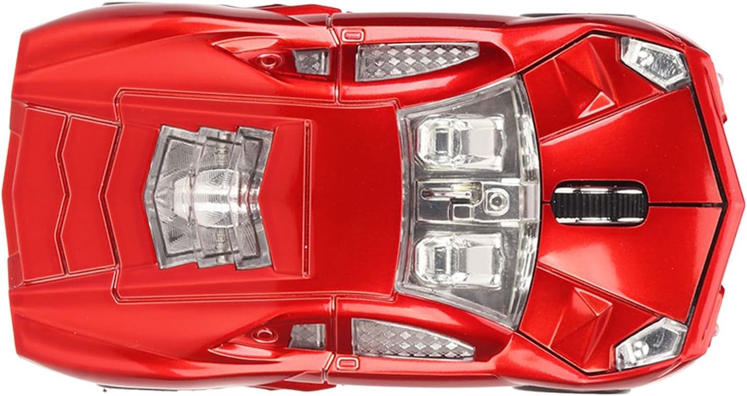 TOPINCN Wireless Sports Car Style Mouse 2.4Ghz USB Receiver 1600DPI LED Light for Laptop Desktop Computer Office, Red image number 6