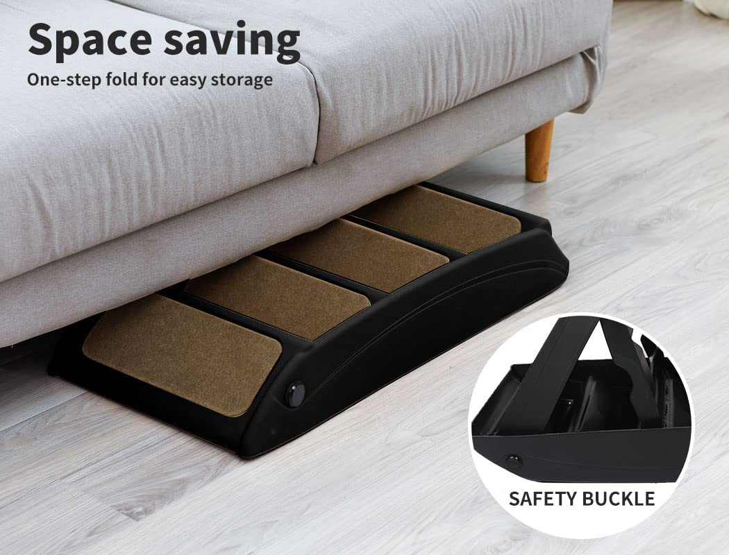 Pawz Indoor Foldable Dog Steps for Bed Couch Sofa Car Black, Pet Stairs for Small to Medium Dogs & Cats 76Kg Load, Dog Ramp Step for SUV Car, Dog Ladder 50Cm Height image number 2