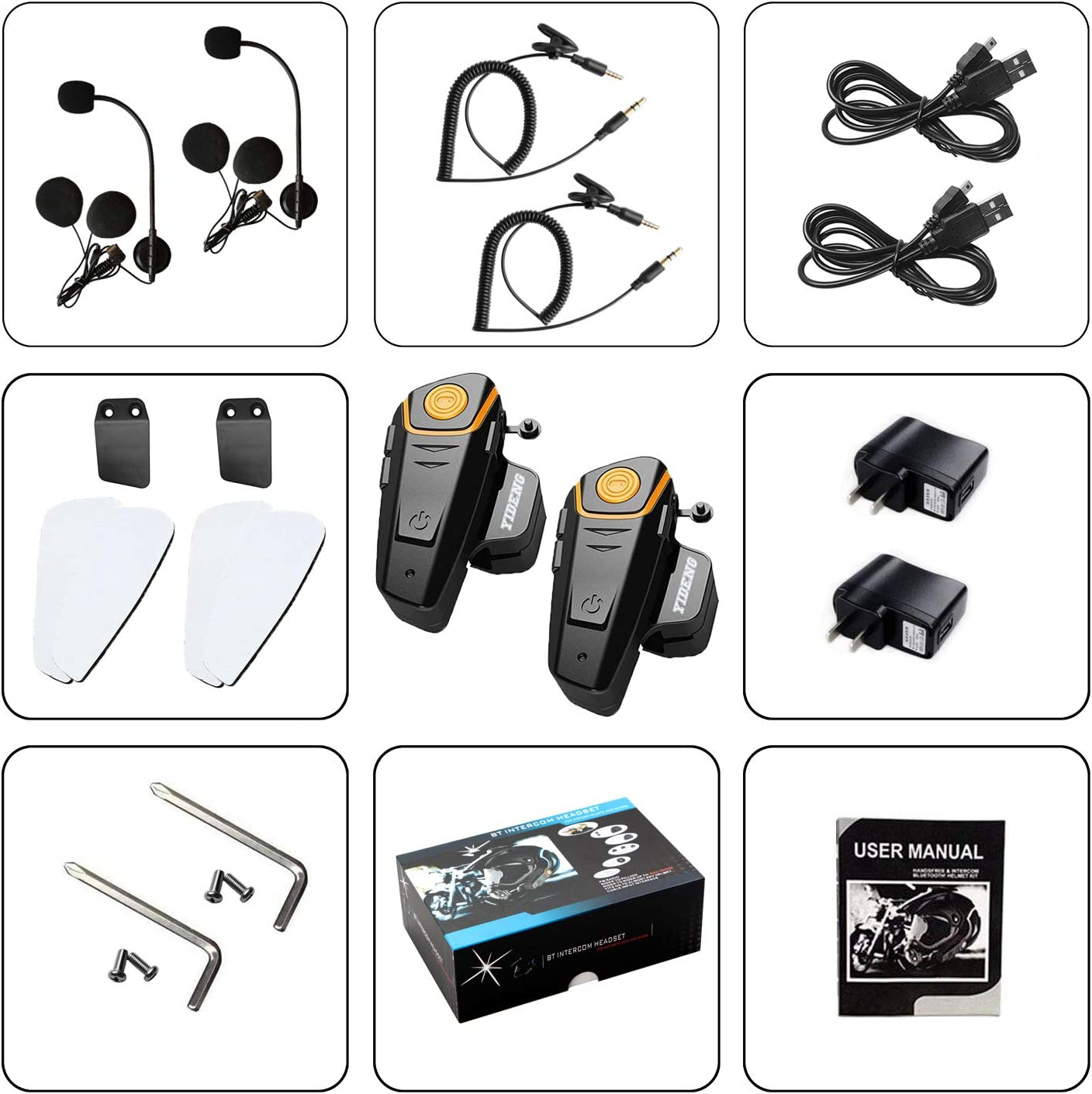 Bluetooth for Motorcycle Helmet Headset, BT-S2 Headphones Headset Speakers Built in Wireless Calling Walkie-Talkie Intercom Skiing Dirt Bike Helmet Waterproof Wireless Communication 2-3 Riders(2 Pack( image number 5