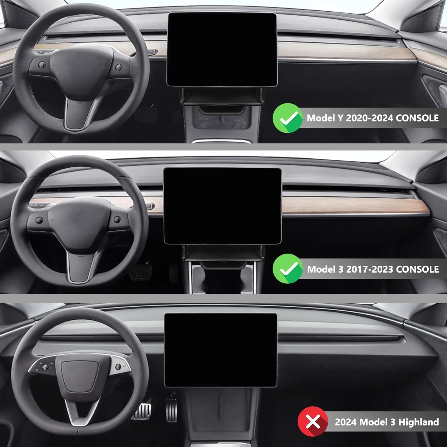 Car Center Console Organizer for Tesla Model 3 Model Y, Magnetic Tray under Screen Storage Box Dashboard Holder for Tesla Interior Accessories image number 1