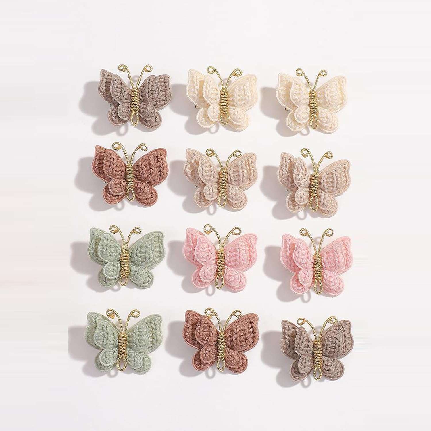Shengsenfu 12 PCS Baby Hair Clips for Girls - Handmade Crochet Butterfly Barrettes with Soft Alligator Clips, 6 Color Cute Hair Accessories for Toddlers & Little Kids, Non-Slip Baby Hair Clips image number 1