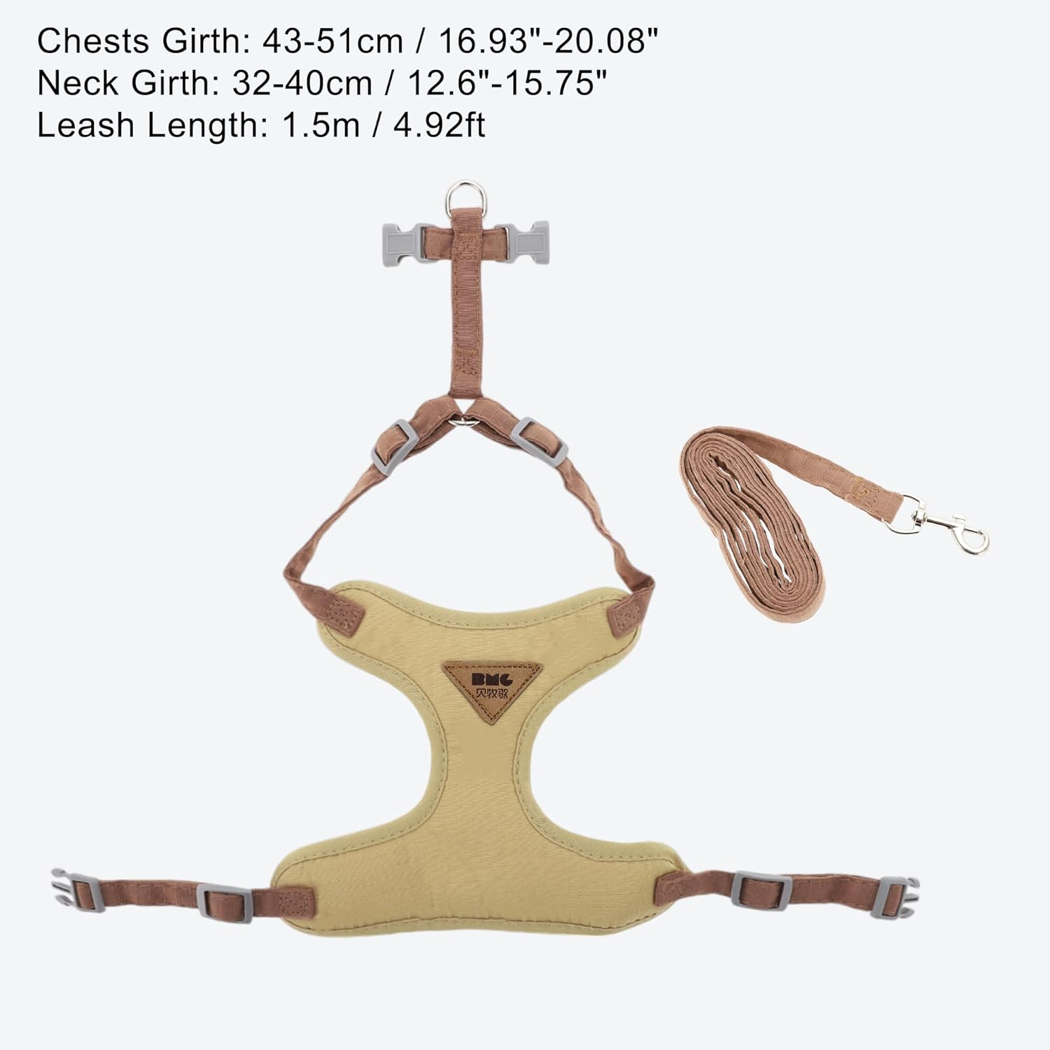 CAPASTEC Soft Cat Harness and Leash Set, Breathable Kitten Harness, Beige, M image number 3