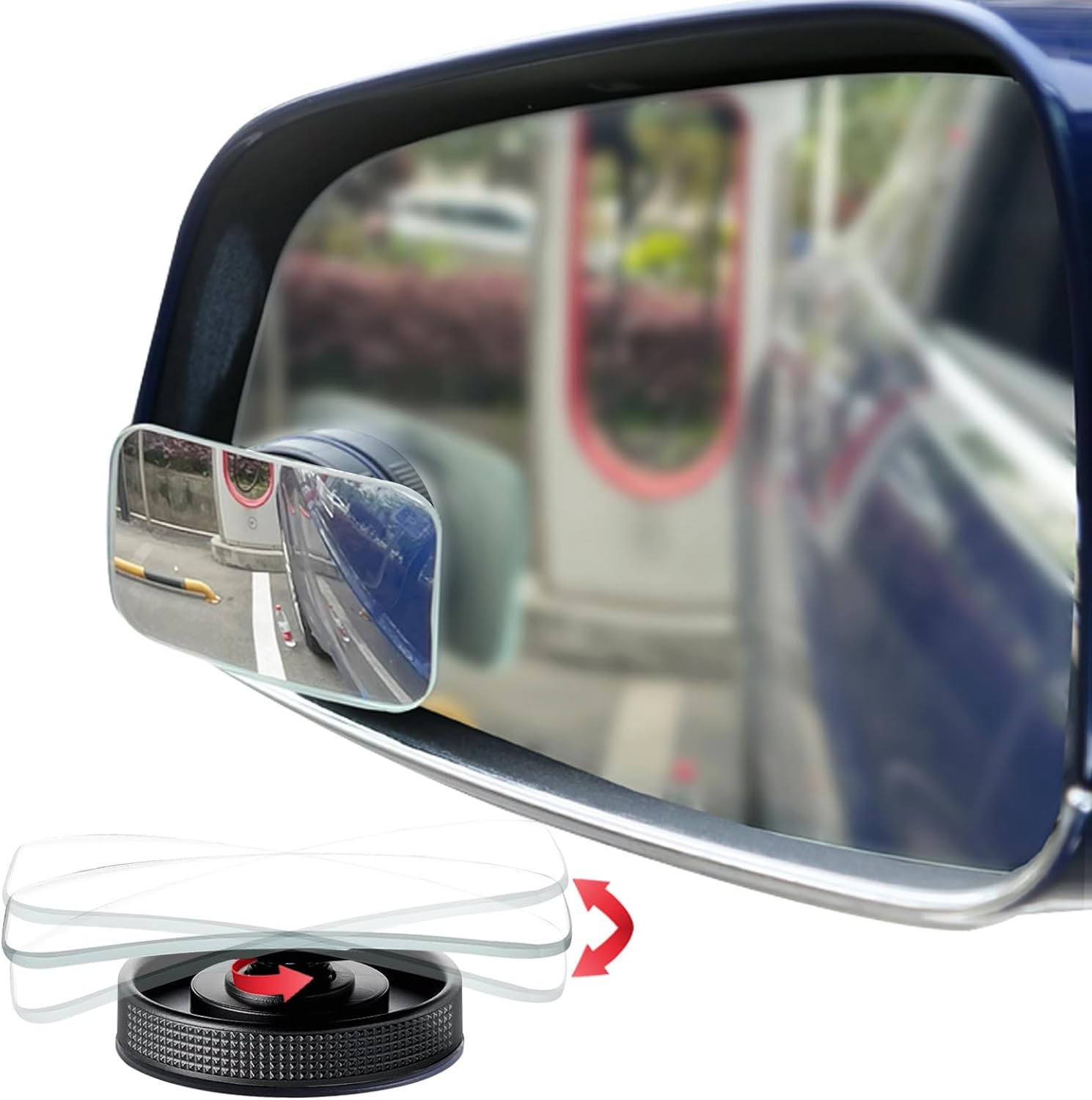 Suction Cup Blind Spot Mirror, Ampper HD Glass Frameless Removable Convex Wide Angle Rear View Mirror (Rectangular, Pack of 2) image number 6