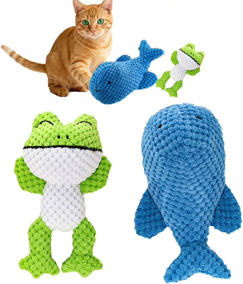 Plush Squeaky Cat Animal Toys Soft Durable Chick Frog Set Perfect for Dogs Birds Pets Keep Busy Training Birthday Reward Gift Aovrmuz image number 2
