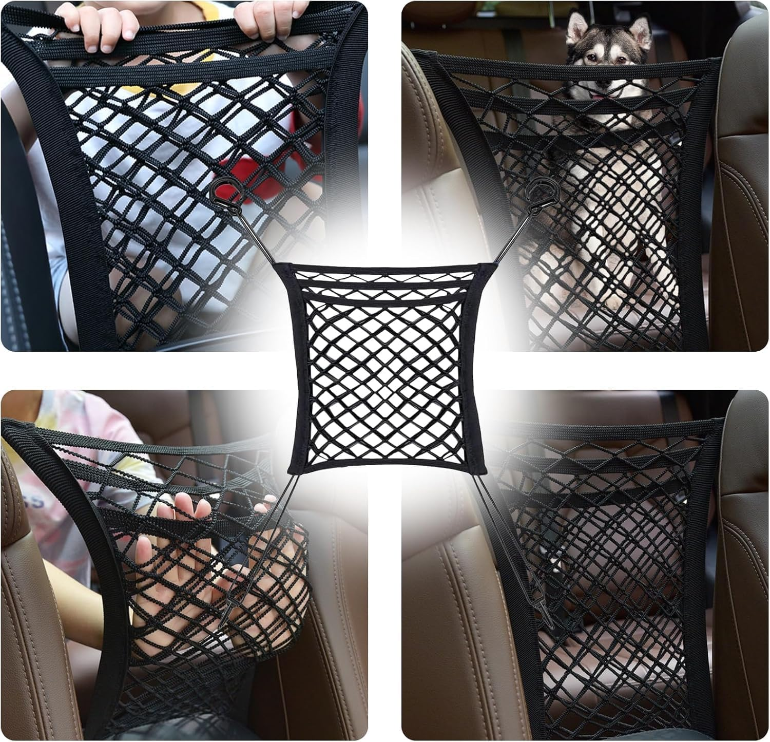 Universal Car Pet Barrier Net with 3-Layer Mesh Storage Bag - Dog Divider for Suvs, Trucks, and Cars - Retractable Safety and Travel Storage image number 6