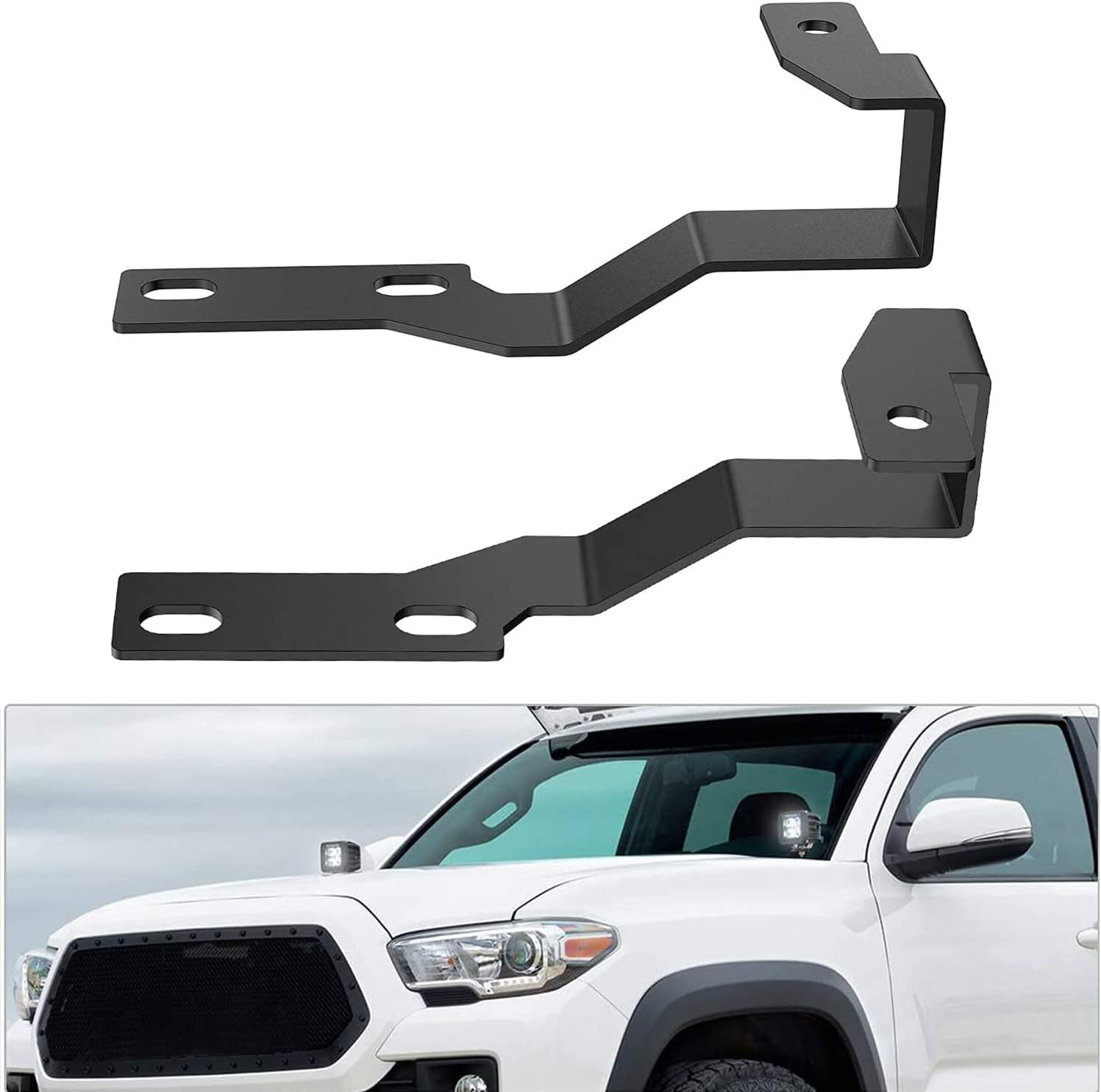 Nilight Ditch Light Brackets Hood Mount Brackets for Auxiliary Offroad LED Pod Light Work Light on 3Rd Gen Toyota Tacoma 2016-2020 image number 2