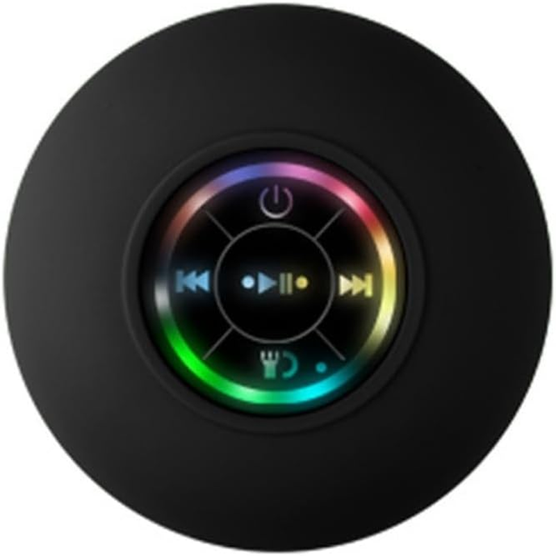 Tuperoymse 1Set Mini Bluetooth Speaker Bathroom Audio Wireless Shower Speakers RGB Light Bluetooth Suction Cup Speaker Waterproof, Black, 00344946A1 image number 1