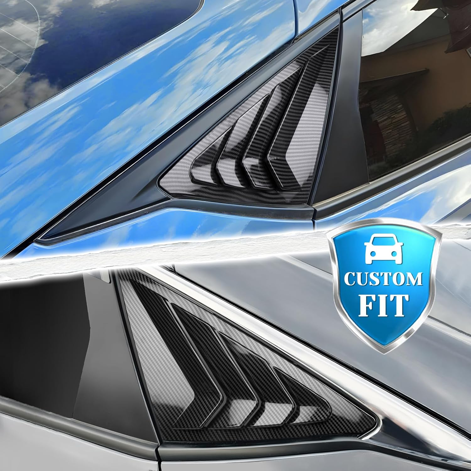 Alicatong Rear Side Window Louvers for 11Th Gen Civic Hatchback Type R Compatible with Honda Civic 2025 2024 2023 2022 Exterior Accessories Air Vent Window Scoop Shades Blinds Cover(Carbon Fiber) image number 2