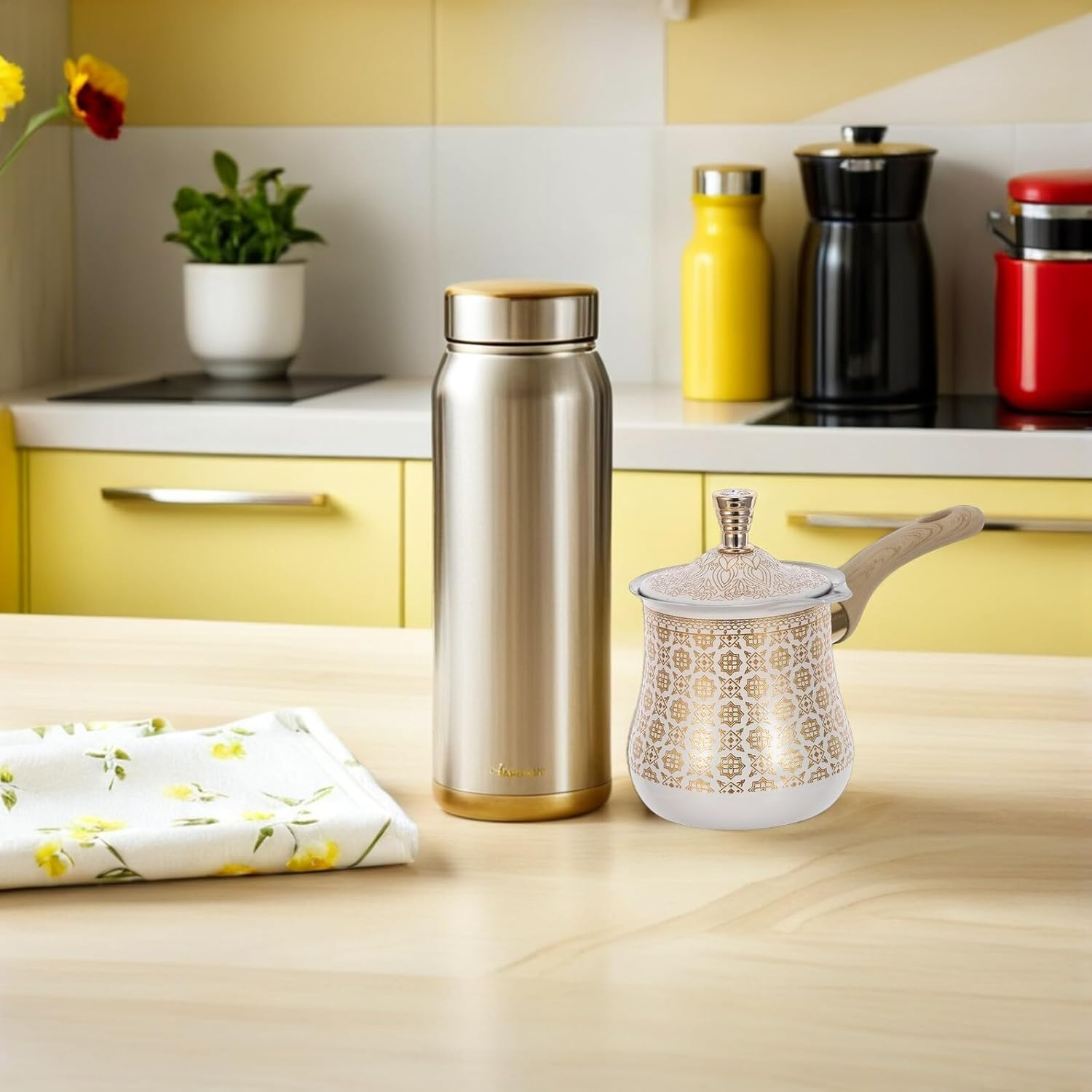 BRIGHTFUFU Stainless Steel Turkish Coffee Pot 720Ml with Lid &ndash; Handheld Mocha Coffee Maker and Stovetop Espresso Pitcher for Milk, Butter, and Chocolate Warming, Suitable for Home and Camping image number 5