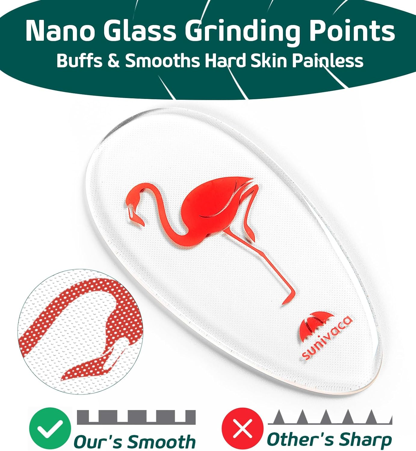 Sunivaca Glass Foot File Callus Remover for Feet, Flamingo Gifts for Women, Foot Scrubber Dead Skin Remover, Professional Pedicure Tools at Home, Heel Scraper for Cracked Heels image number 4