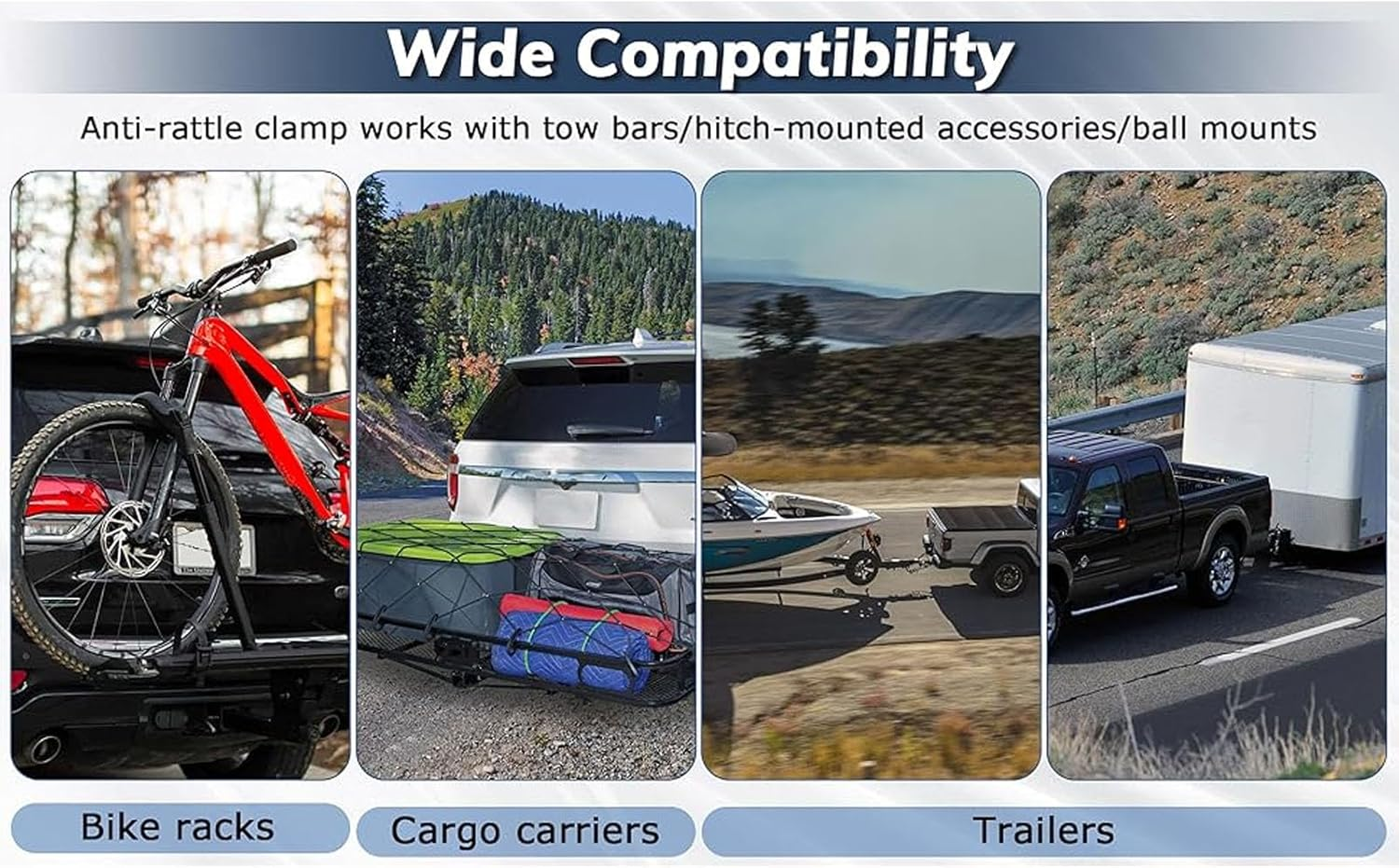 Jiawu 2 Inch anti Rattle Hitch Clamp, anti Rattle Hitch Tightener for 2 Inch Hitches, Heavy Duty Trailer Hitch Stabilizer for Trailers & Trucks, Trailer Hitch anti Rattle Device (Matte Black) image number 5