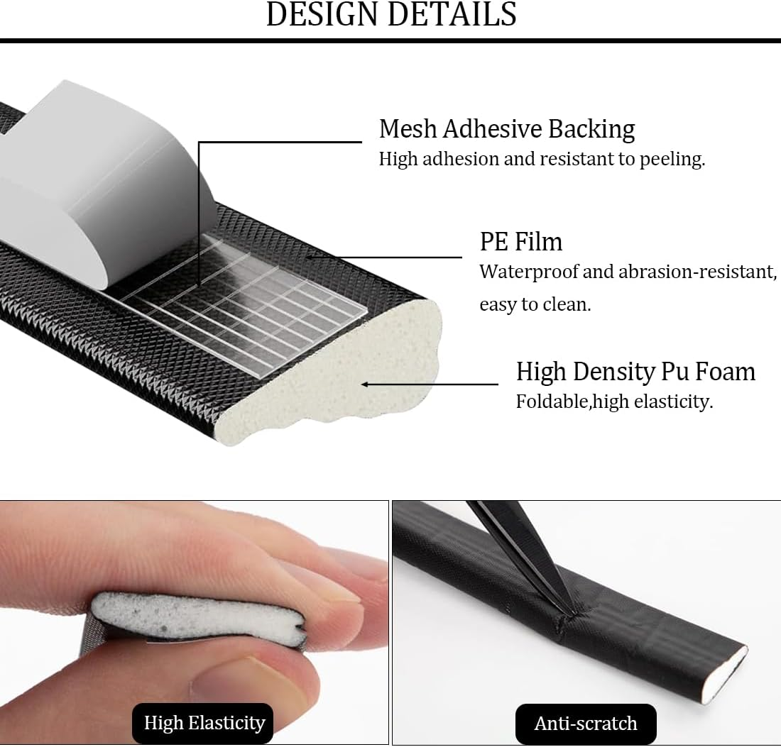 16.4 Ft Draft Excluder Strip for Windows and Doors,Wedge Shape Weather Seal Strip,Door Sealing Window Insulation Foam Tape,Black image number 5