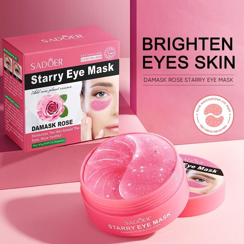 Rose Star Sky Facial Mask Star Sky Eye Mask Moisturizes and Reduces Dark Circles, Fine Lines, Eye Bags and Eye Masks. (Rose Star Sky Facial Mask 80G) - Bamboo Charcoal Starry Eye Film80G image number 6