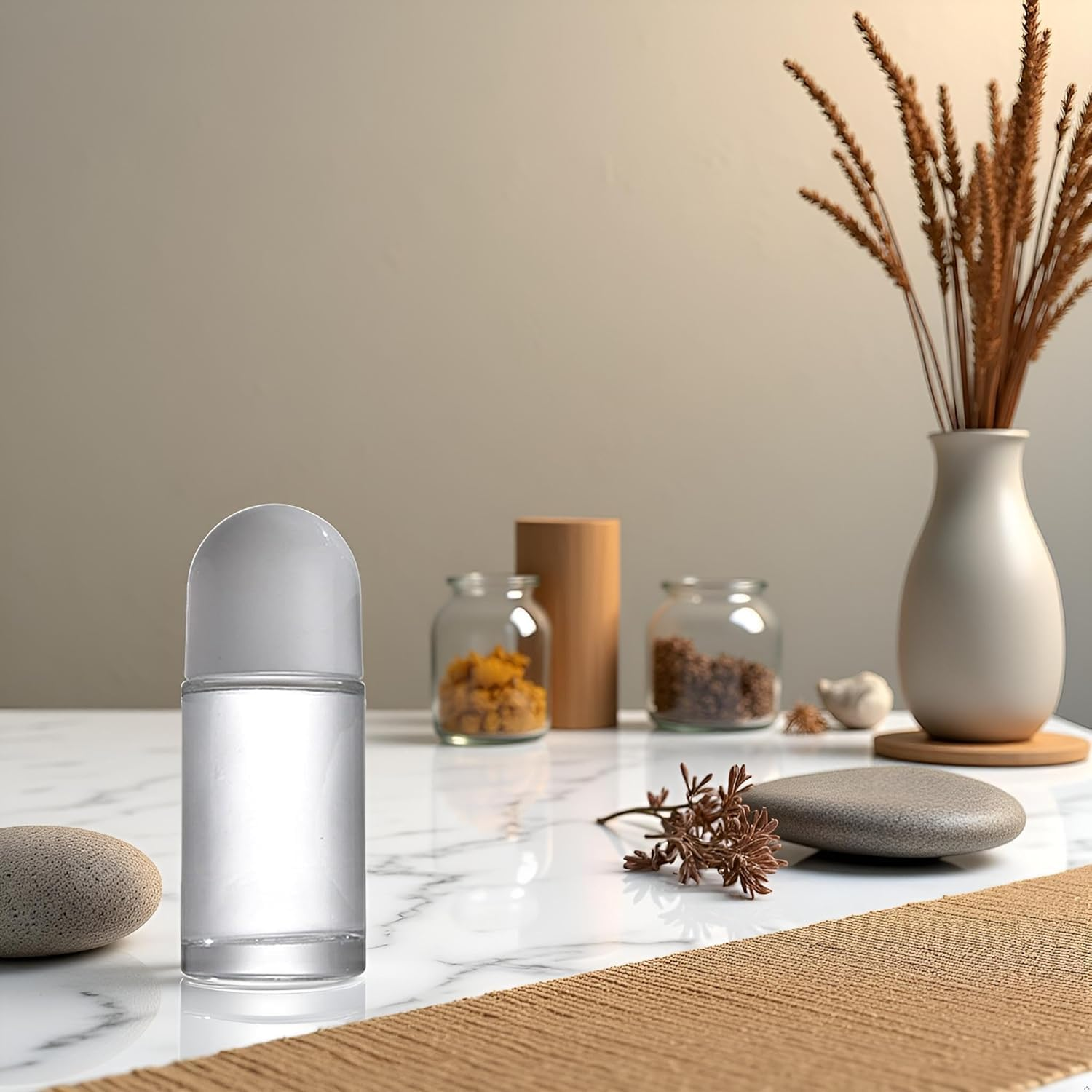 Winerstony 2Pcs White 50ML Glass Empty Roller Bottles with Plastic Roller Ball, Deodorant Roll on Containers Leak Proof Massage Ball Bottles for Essential Oil Perfume Refillable Containers Tools image number 5