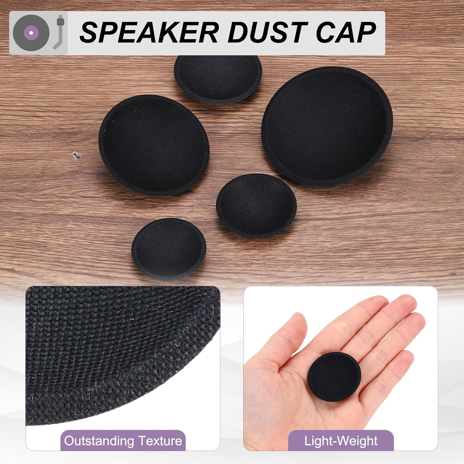 Sourcing Map 2 Pcs Speaker Dust Cap 35Mm/1.4" Outer Diameter Oiled Cloth Cap Dome Cap Subwoofer Coil Cover Caps for Speaker Accessories Repairing image number 6