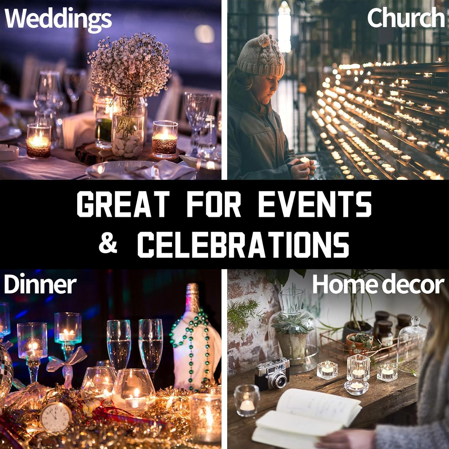 Tealight Candles Tea Light Candle 9 Hours Long Burning Smokeless Paraffin Tealights Unscented for Home D&eacute;cor Party Wedding (100)