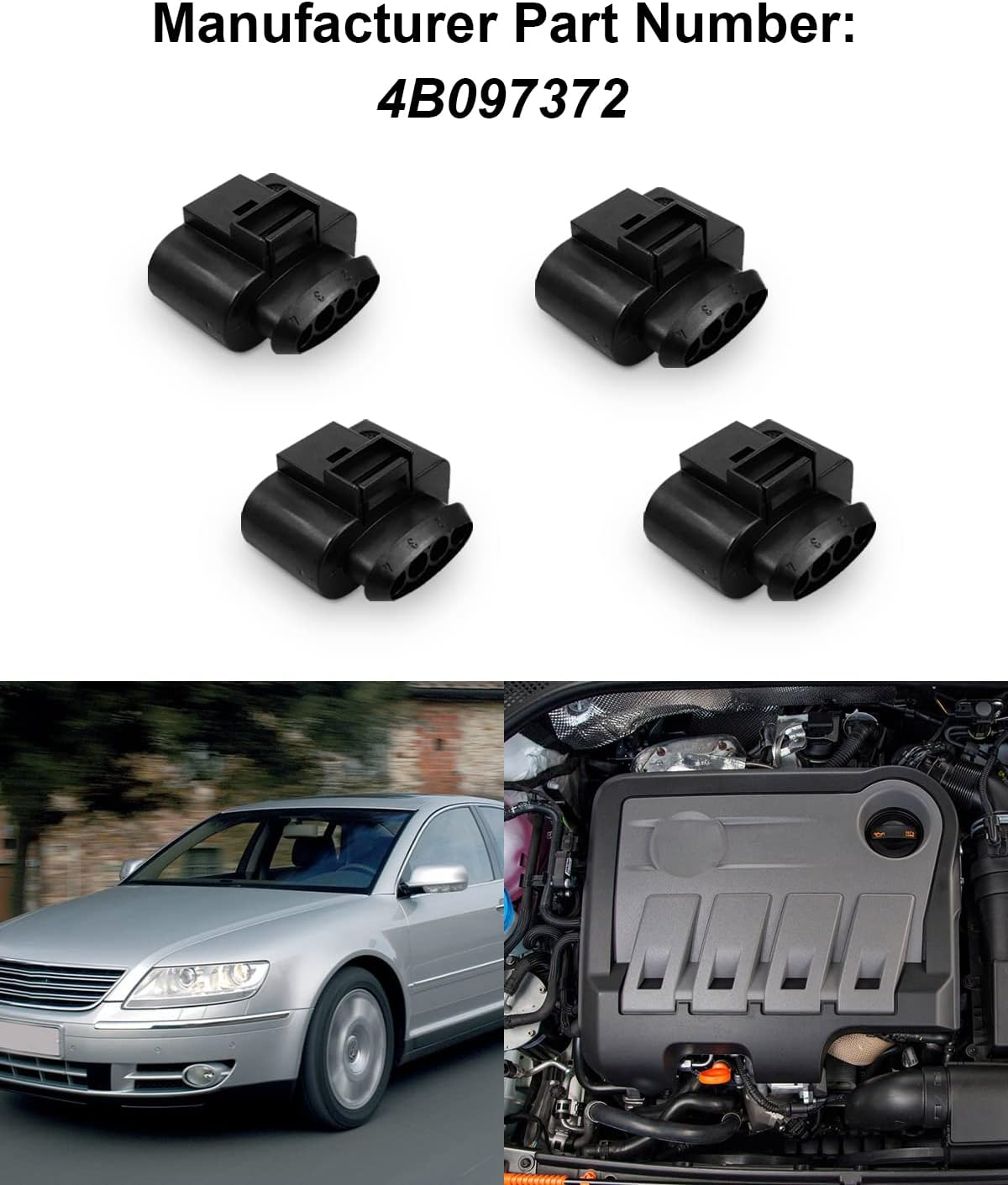 ANODZU 4 Pcs Ignition Coil Connector Repair Kit Fits for VW Passat Tiguan Beetle Golf Jetta AUDI A3 A4 A5 A6 Q7 TT R8, Harness Plug Replace 4B0973724 4B0-973-724