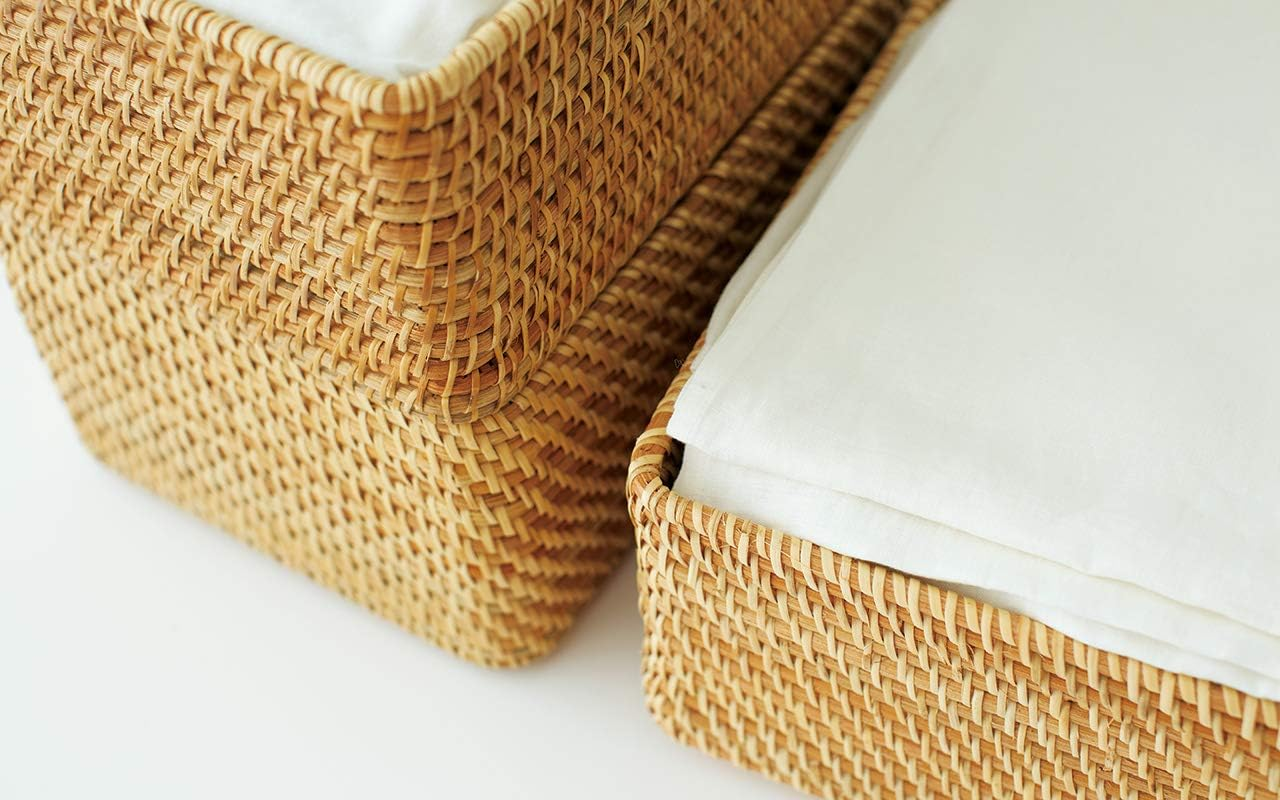 MUJI 47381238 Overlapping Rattan Rectangular Box, Small (V), Approx. Width 10.2 X Depth 7.1 X Height 4.7 Inches (26 X 18 X 12 Cm) image number 2