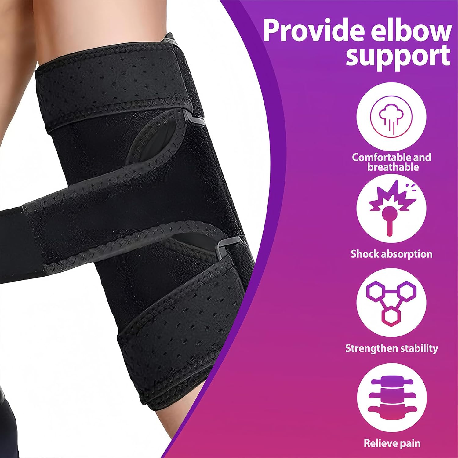 Elbow Brace for Cubital Tunnel, Ulnar Nerve Entrapment Brace - Adjustable Sleeping Elbow Support with Removable Splints, Tendonitis & Tennis Elbow Pain Relief, Fits Women & Men image number 4