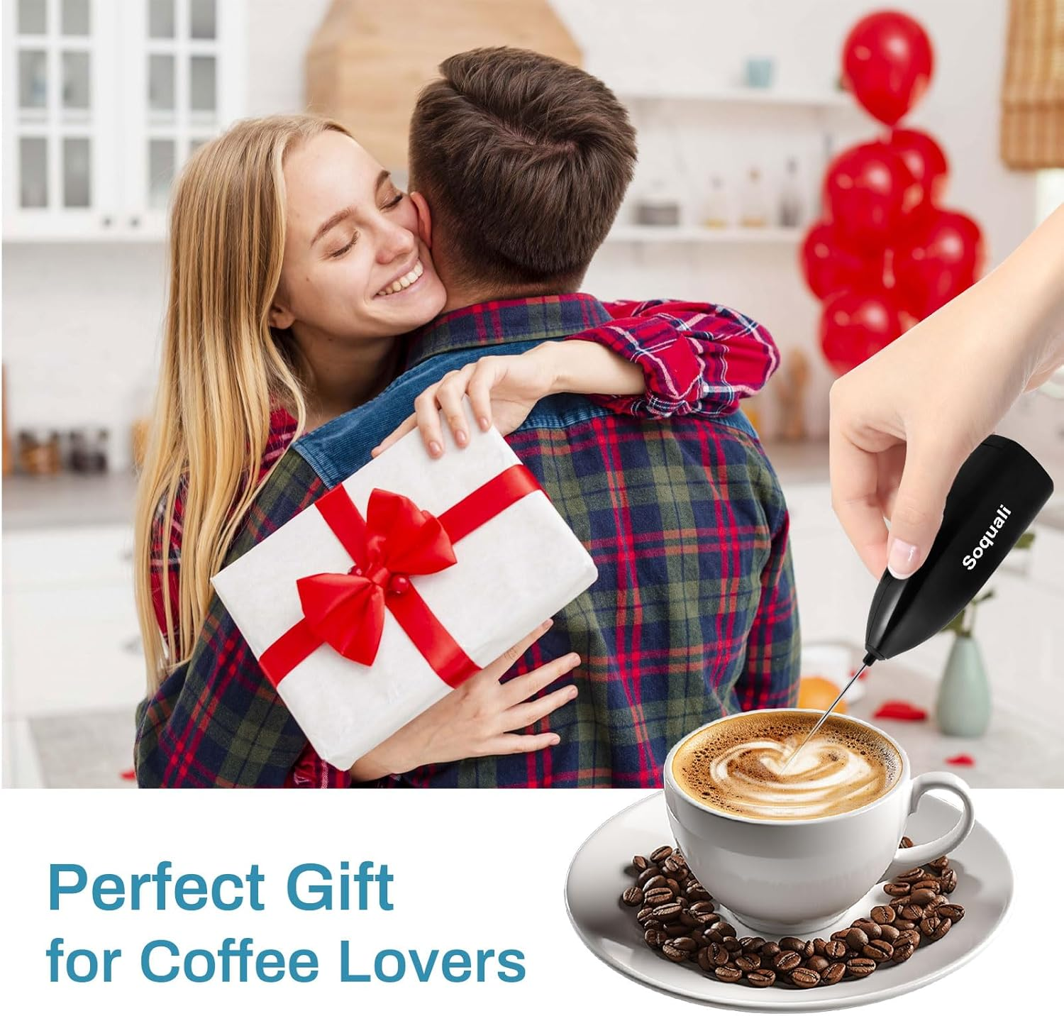 Milk Frother Handheld Battery Operated - Electric Whisk Coffee Frother Battery Stirrer, Hand Held Milk Foamer, Mini Mixer for Bulletproof Coffee, Cappuccino, Latte, Frappe & Matcha Tea (2 Pack) image number 1