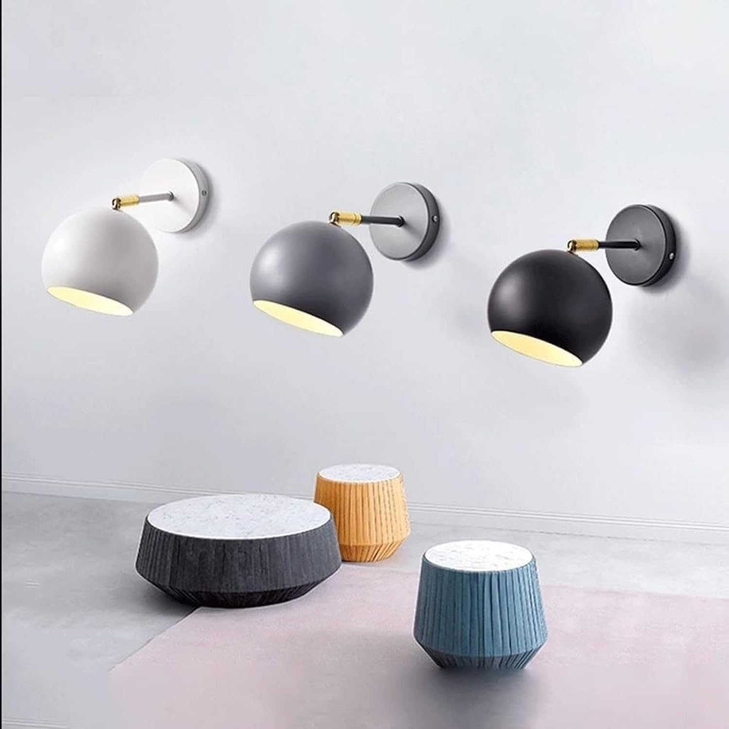 Wall Lighting Fixtures Wall Sconces Fixture Metal round Lampshade Adjustable Head Angle Wall Light for Bedroom Bedside Wall Lighting image number 1