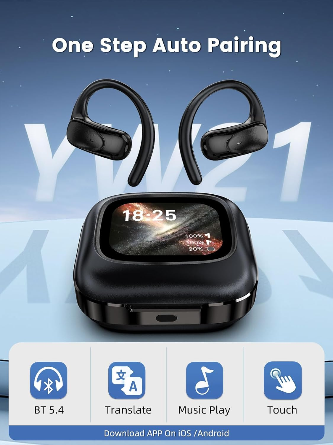 Ki Translator Headphones, Headphones Translator 149 Languages Real Time, Touchscreen Bluetooth Open Ear Headphones, Translation Headphones via Bluetooth 5.4, Real Time Translation Earbuds Supports image number 1